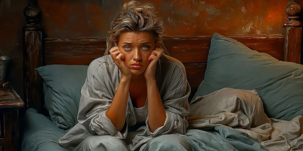 בחורה מדוכאת מיואשת במיטה